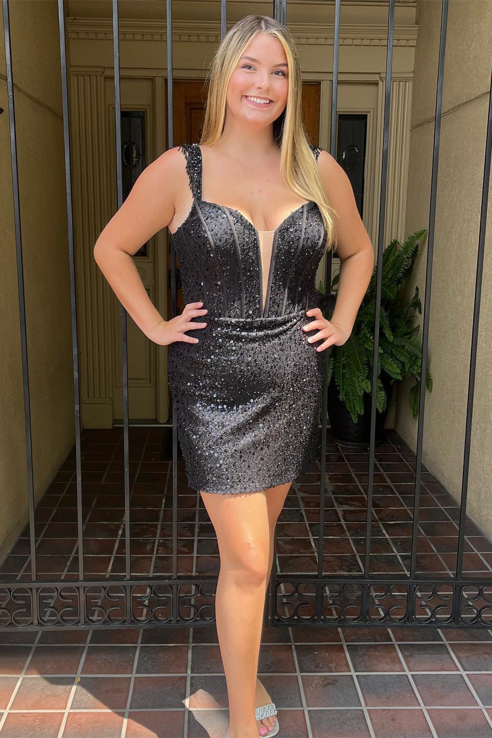 Wine Red Sequins Plunging Off-the-Shoulder Sheath Homecoming Dress with Tassels