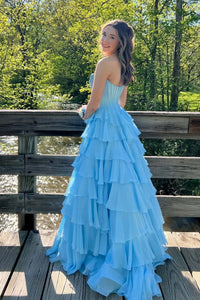 Sweetheart Yellow Lace Appliques A-line Ruffle Prom Dress