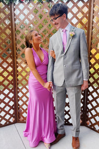 Halter Pink Fitted Long Formal Dress