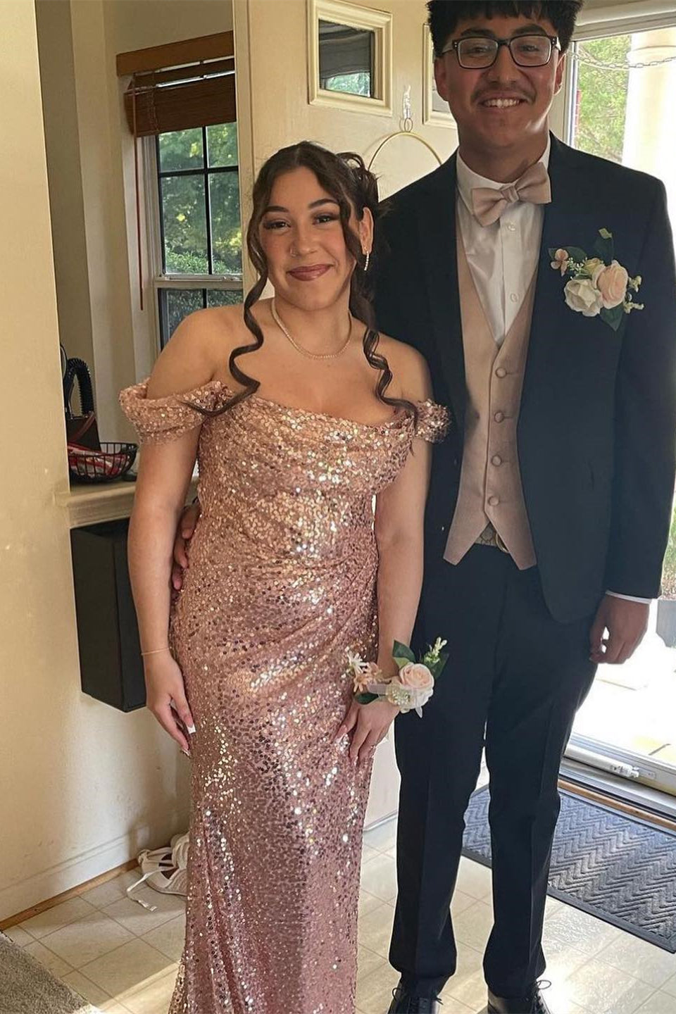 Sequins Strapless Mermaid Long Dress with Slit