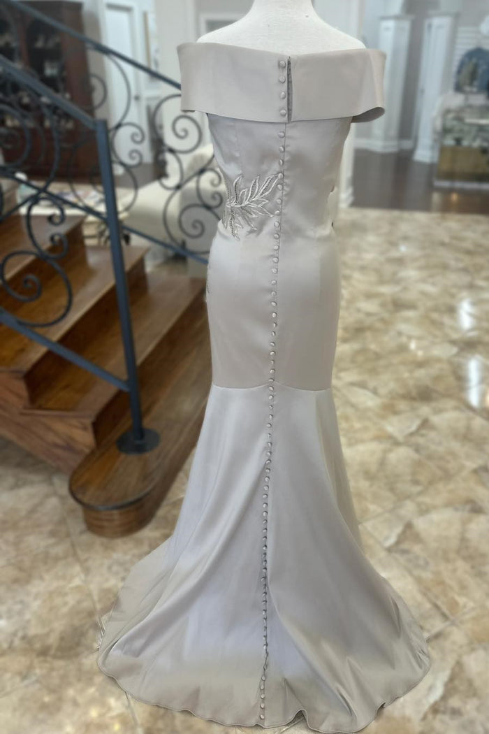 Grey Portrait Appliques Mermaid Long Mother of Bride Dress