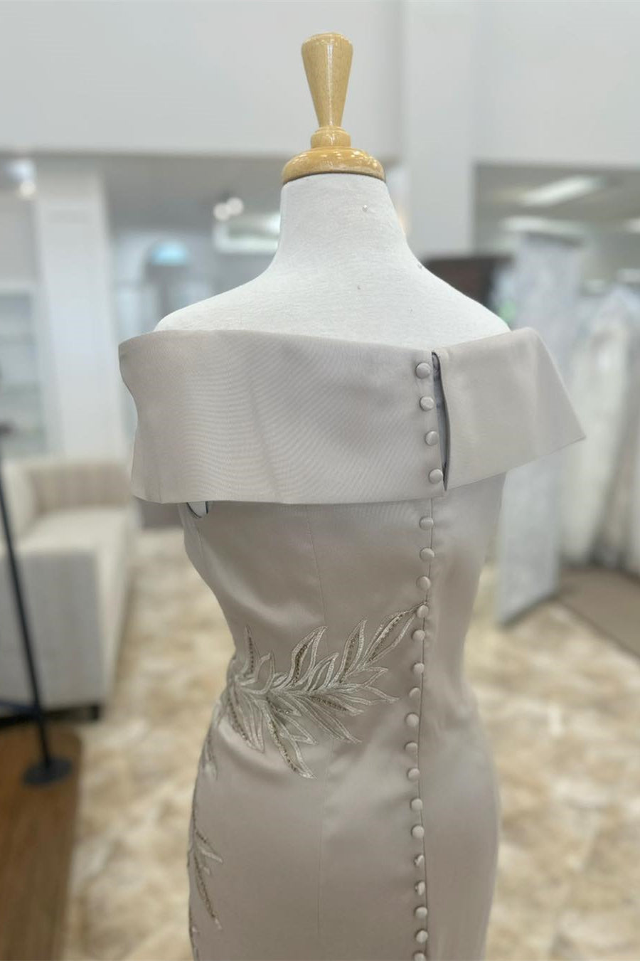 Grey Portrait Appliques Mermaid Long Mother of Bride Dress