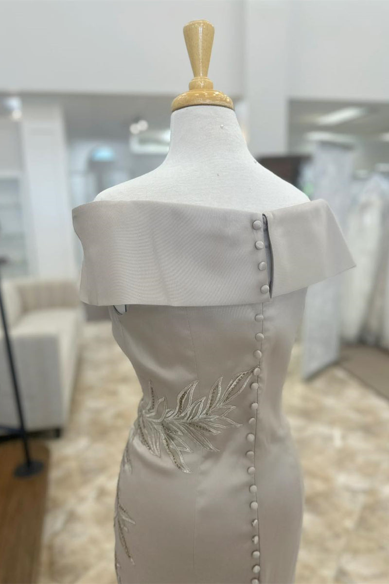 Grey Portrait Appliques Mermaid Long Mother of Bride Dress