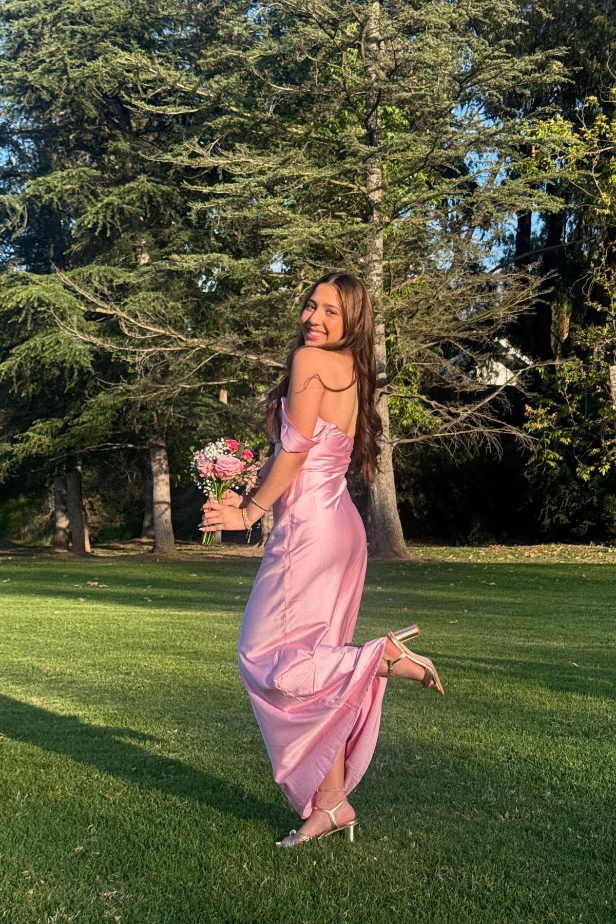 Off the Shoulder Yellow Soft Satin Fitted Party Dress