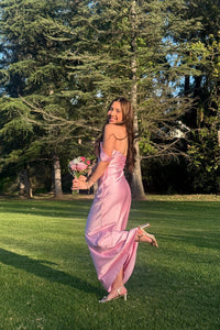 Off the Shoulder Yellow Soft Satin Fitted Party Dress