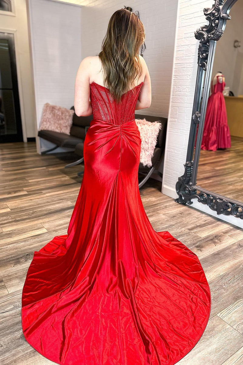 Beaded Royal Blue Ruched Mermaid Formal Dress