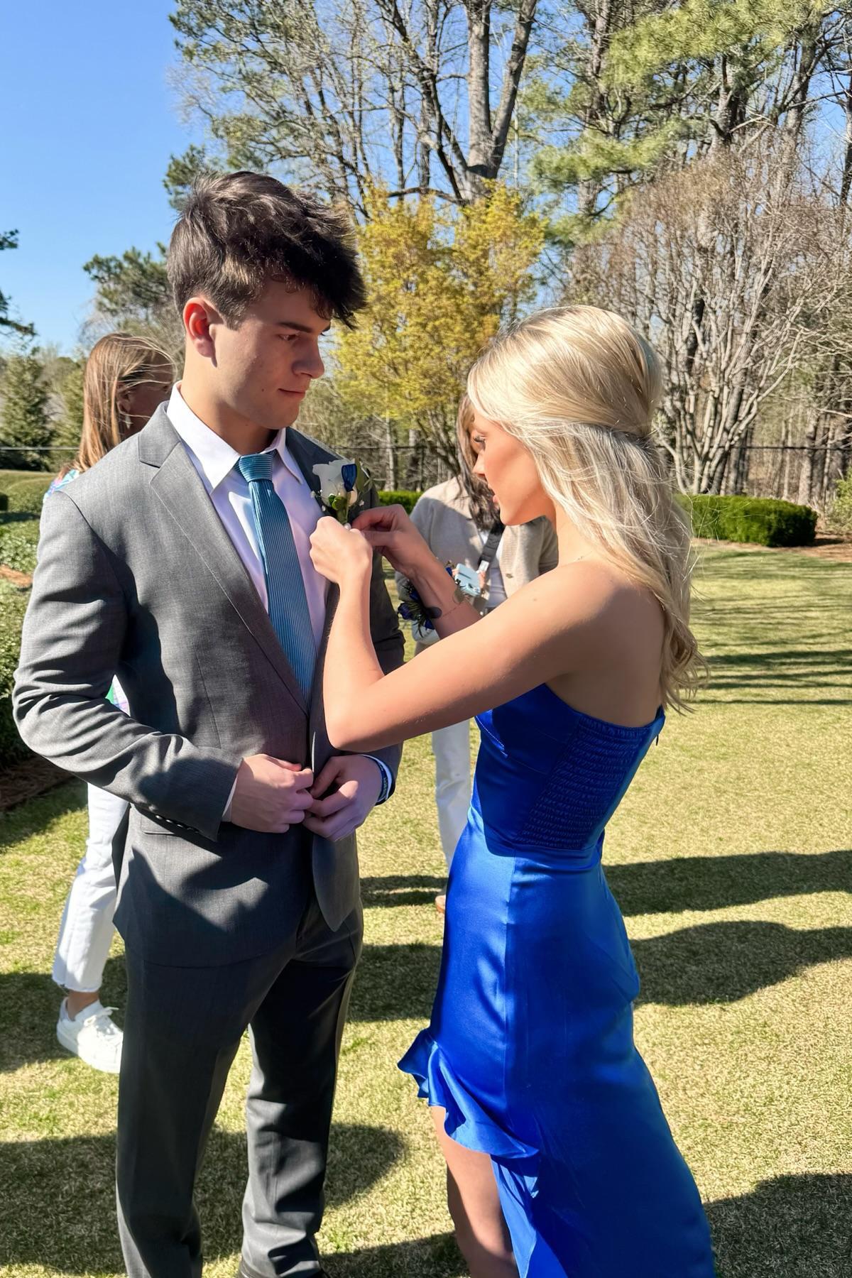 Sweetheart Royal Blue Fitted Frill Dress