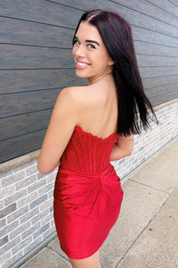 Royal Blue Strapless Appliques Satin Sheath Homecoming Dress