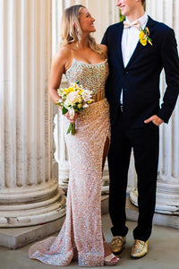 Strapless Beaded Red Sequin Fitted Long Formal Dress