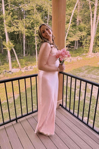 Straps Yellow Soft Satin Long Party Dress