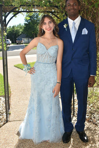 Royal Blue Lace Mermaid Long Formal Dress with Slit