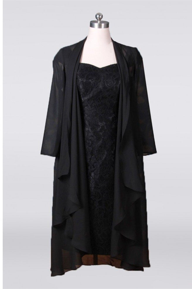 Tea Length Black Sheath Mother Of The Bride