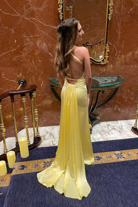 V Neck Royal Blue Mermaid Formal Dress with Train