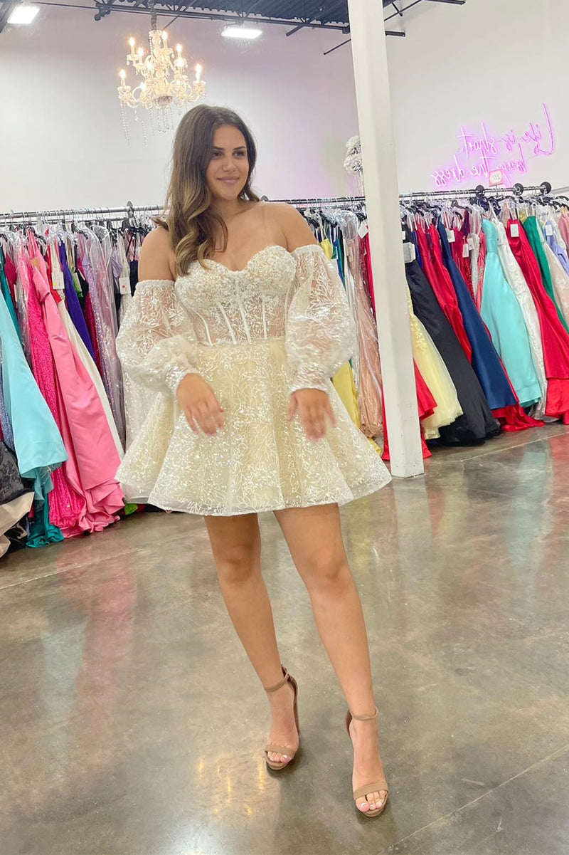 Red Sequin Strapless Short Party Dress with Removable Sleeves