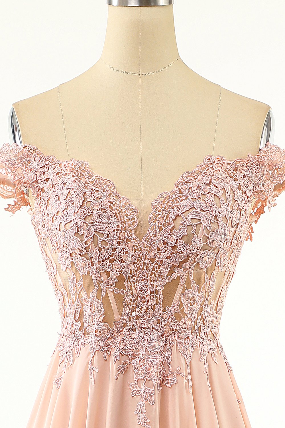 Off the Shoulder Mint Green Chiffon Long Prom Dress