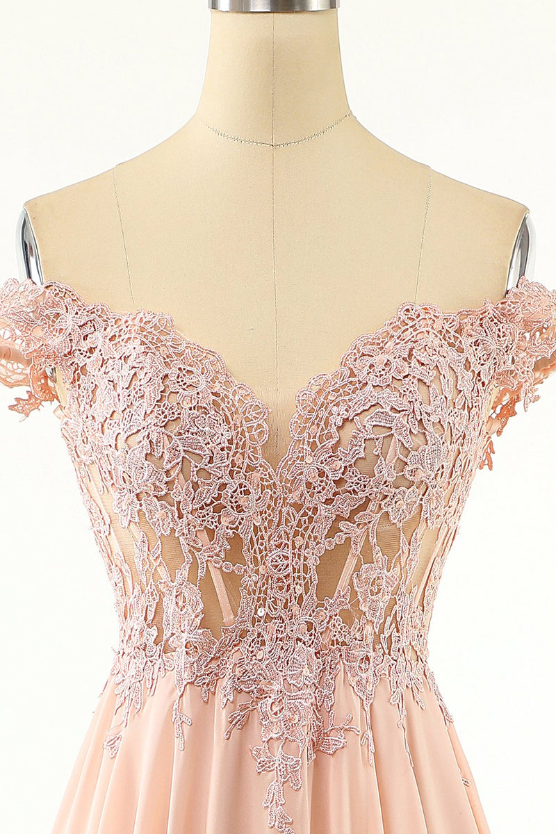 Off the Shoulder Mint Green Chiffon Long Prom Dress