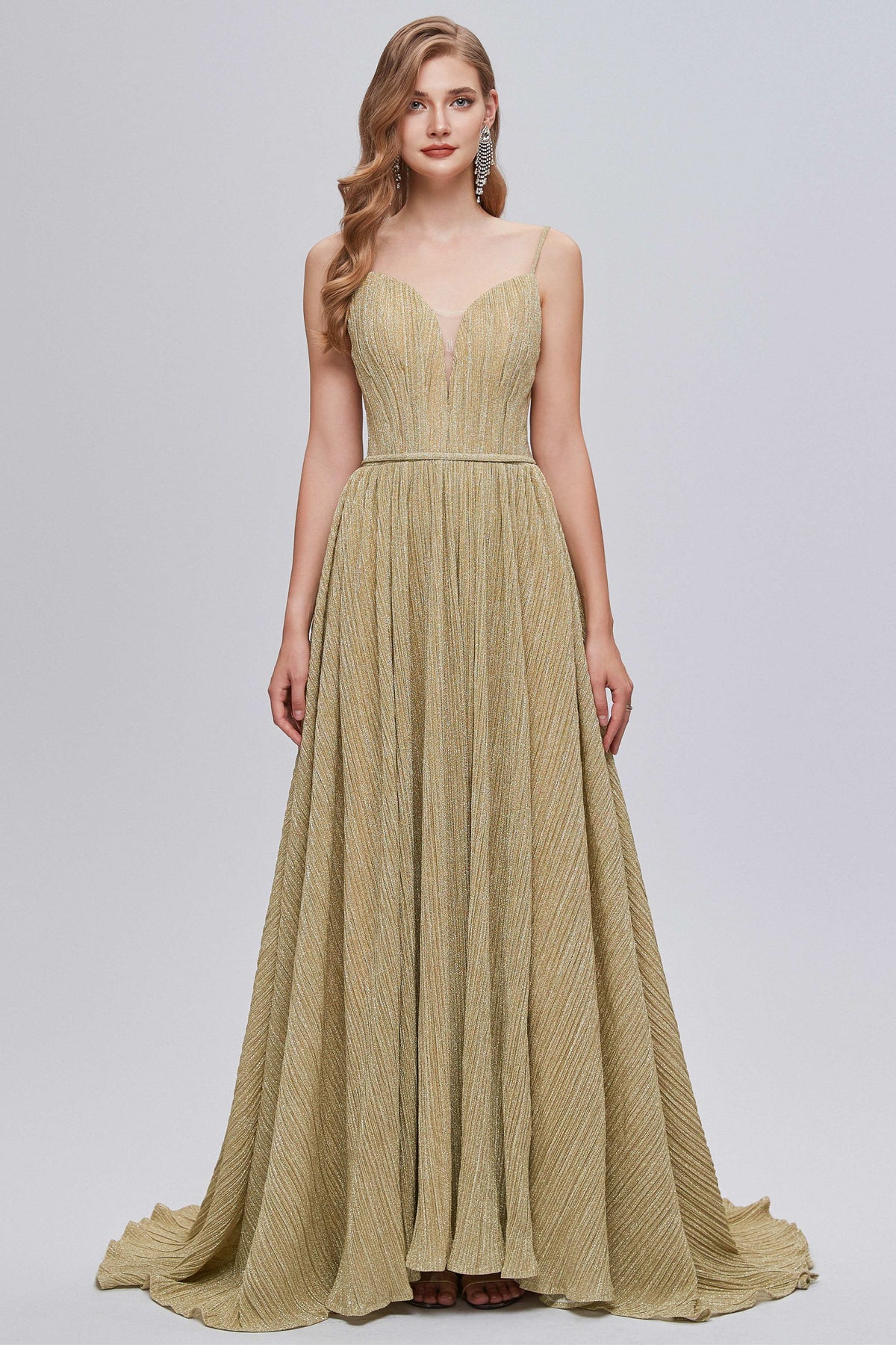 Glamorous V-Neck Backless A-Line Long Formal Dress