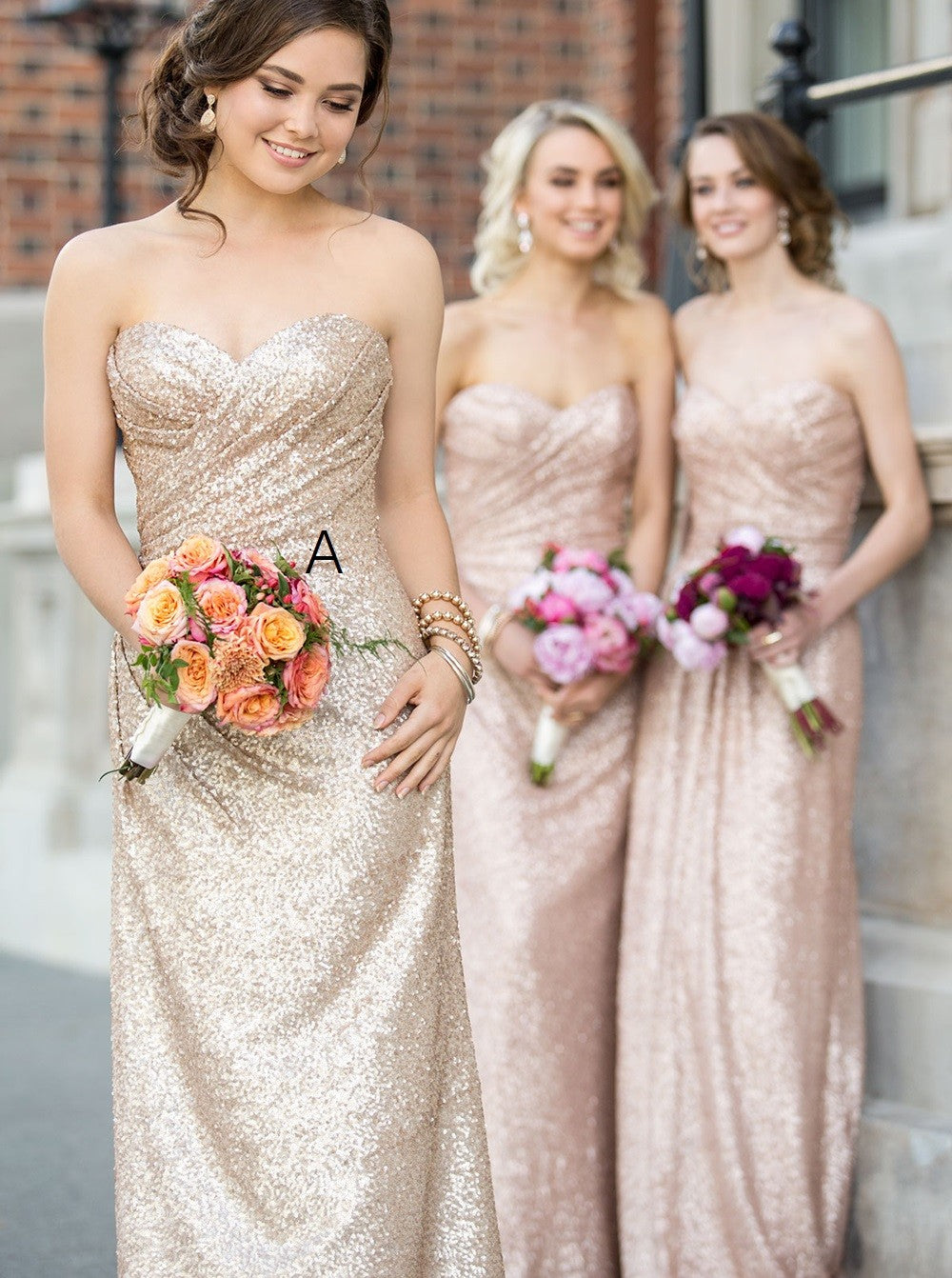 Gorgeous Strapless Sequin Long Bridesmaid Dress Evening Dress