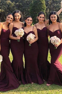 Mermaid Navy Blue Long Bridesmaid Dress with Detachable Straps