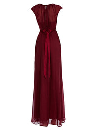Elegant Burgundy Long Chiffon Bridesmaid Dress Wedding Party Dress