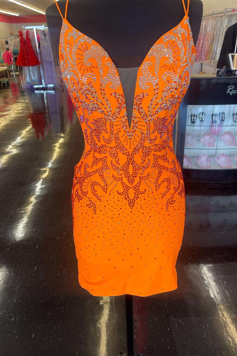 Royal Blue Beaded Plunge V Lace-Up Short Homecoming Dress