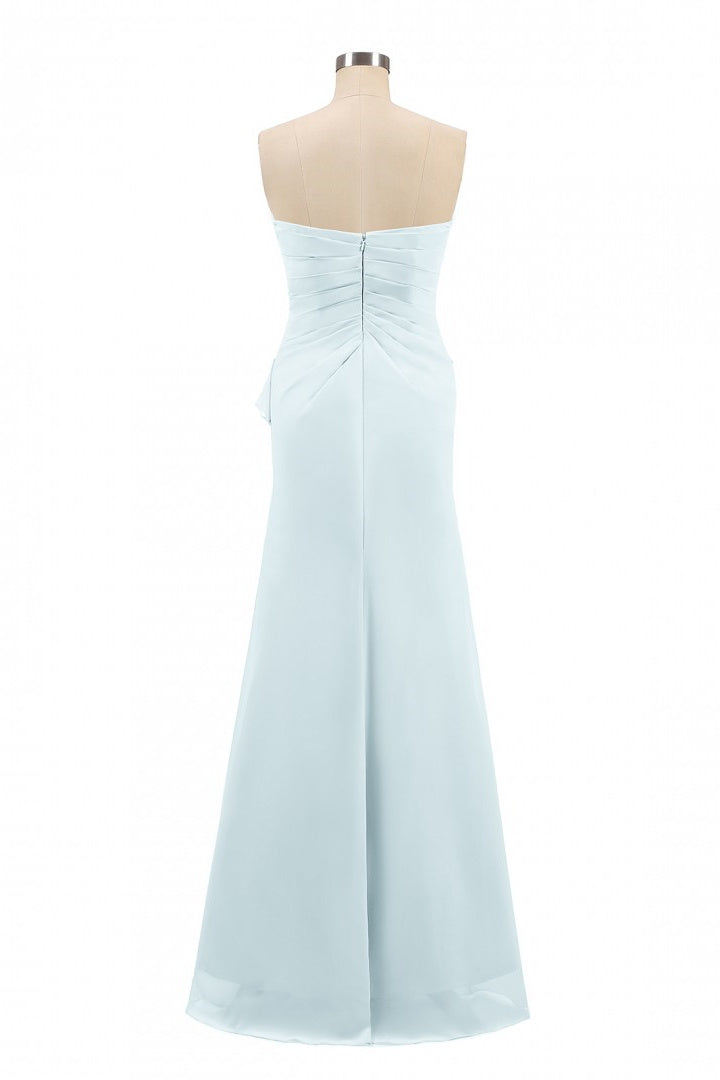 Pink Strapless Ruffled Mermaid Long Bridesmaid Dress