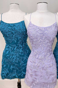 Tie Back Appliqued Sheath Red Homecoming Dress