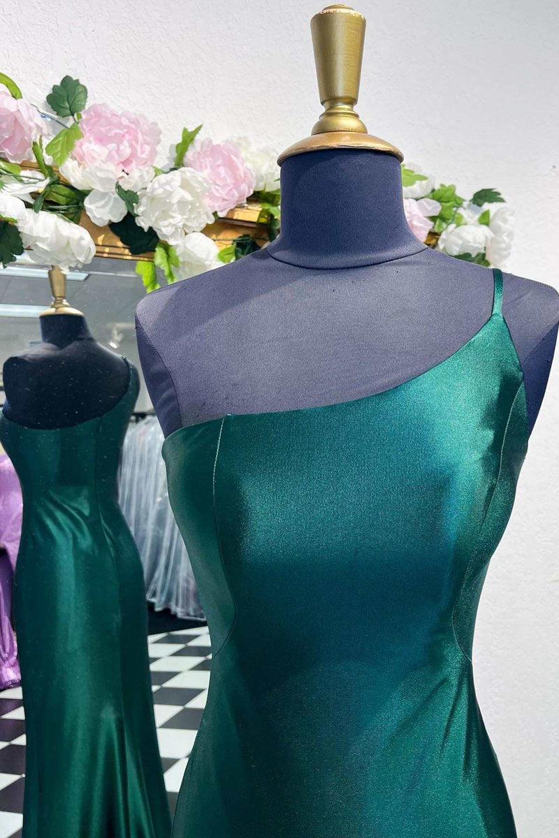 One-Shoulder Royal Blue Mermaid Long Dress with Slit