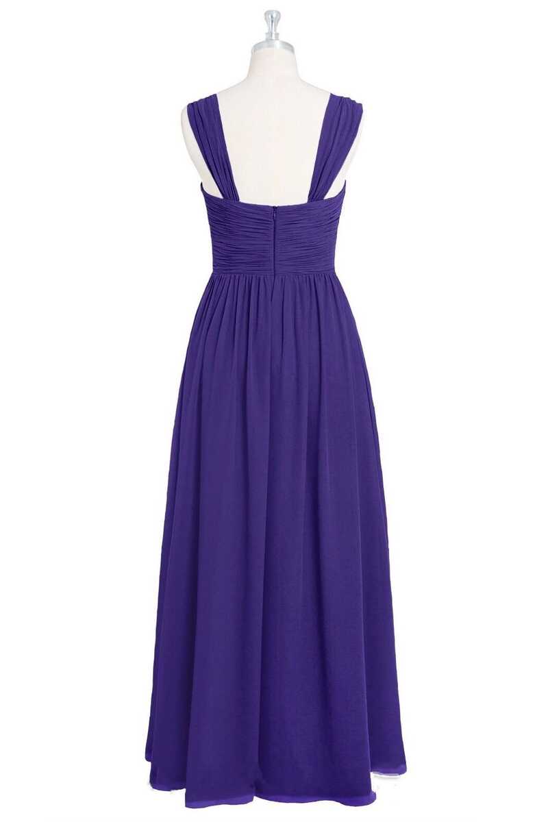 Purple Sweetheart Banded Waist Long Bridesmaid Dress