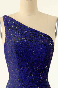 Pink Sequin One-Shoulder Backless Short Formal Dress