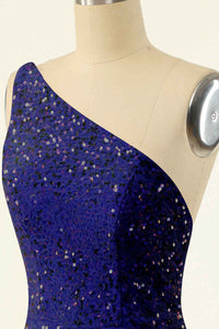 Pink Sequin One-Shoulder Backless Short Formal Dress