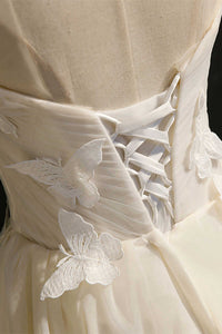 Ivory Sweetheart Cap Sleeve Short Party Dress with Butterflies