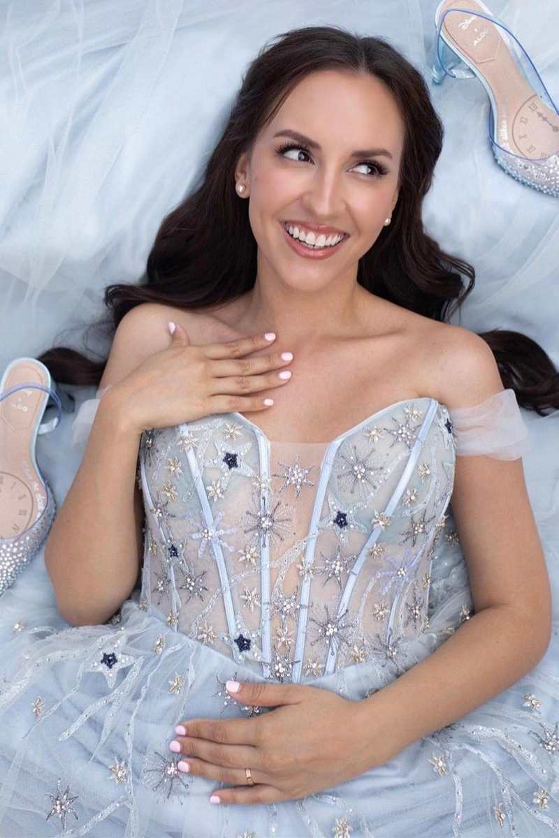 Fairy-Tale Light Blue Tulle Beaded Off-the-Shoulder A-Line Prom Gown