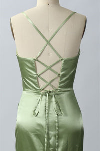 Elegant Sage Green Mermaid Cowl Neck Long Bridesmaid Dress