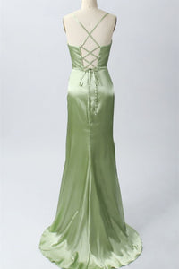 Elegant Sage Green Mermaid Cowl Neck Long Bridesmaid Dress