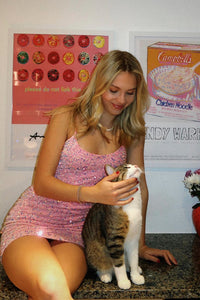 Pink Sheath Sequins Lace-Up Mini Homecoming Dress 