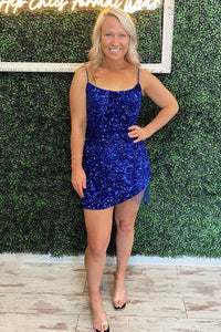 Fringe Sequin Lace-Up Mini Homecoming Dress