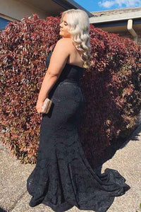 Strapless Mermaid Long Burgundy Lace Bridesmaid Dress