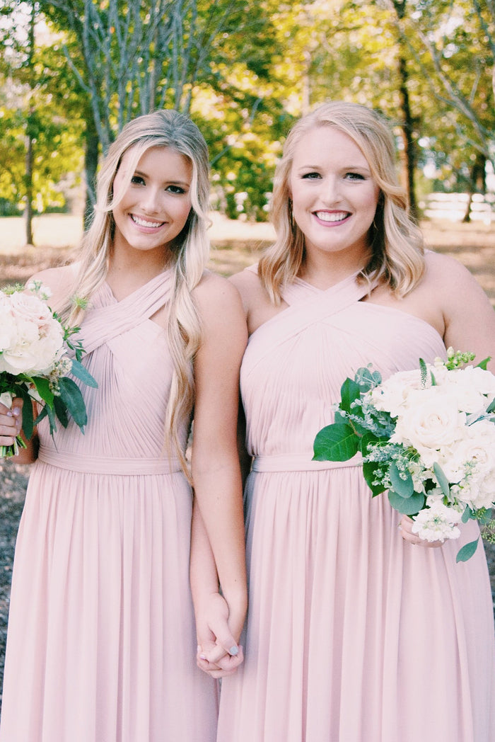 Elegant Long Chiffon Bridesmaid Dress with Sash