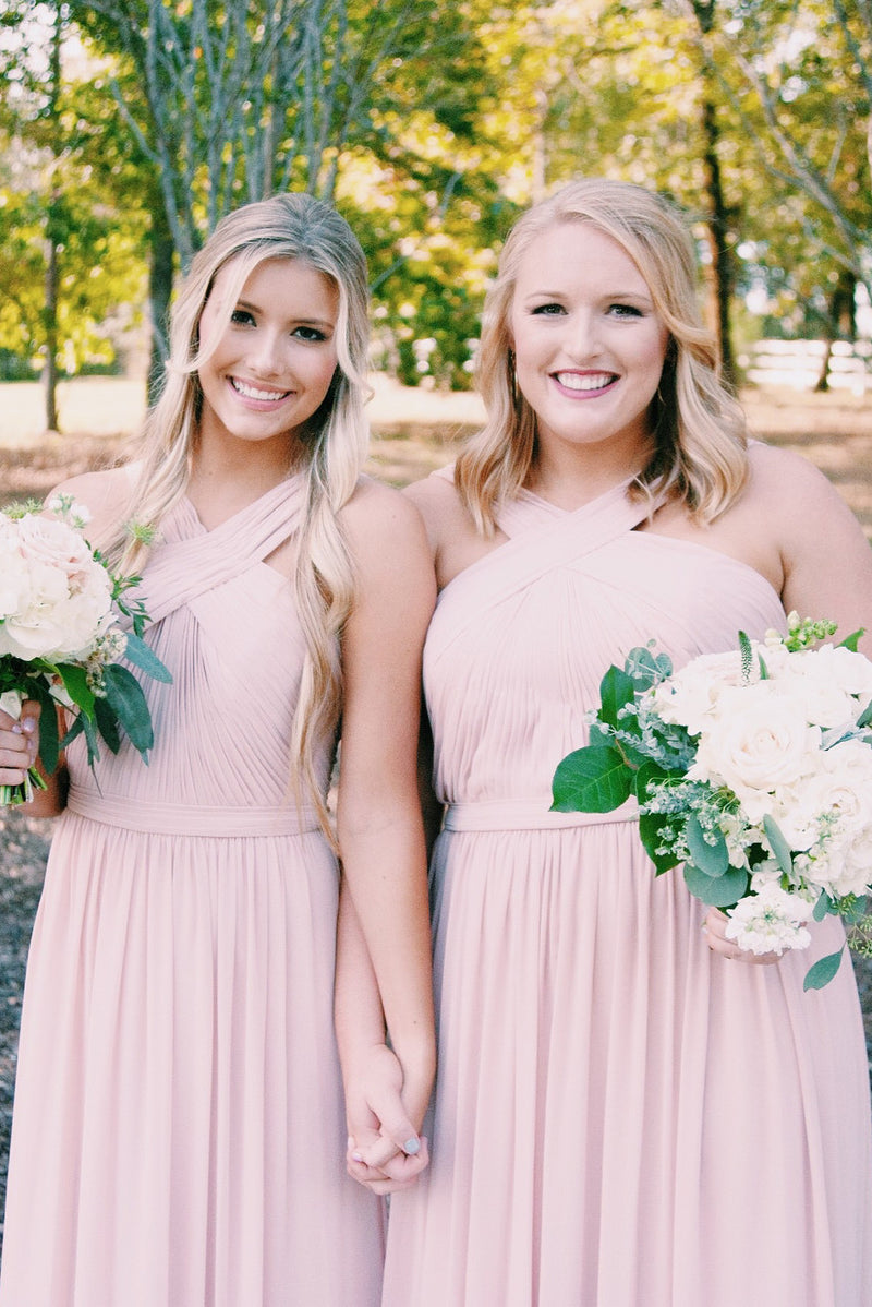 Elegant Long Chiffon Bridesmaid Dress with Sash