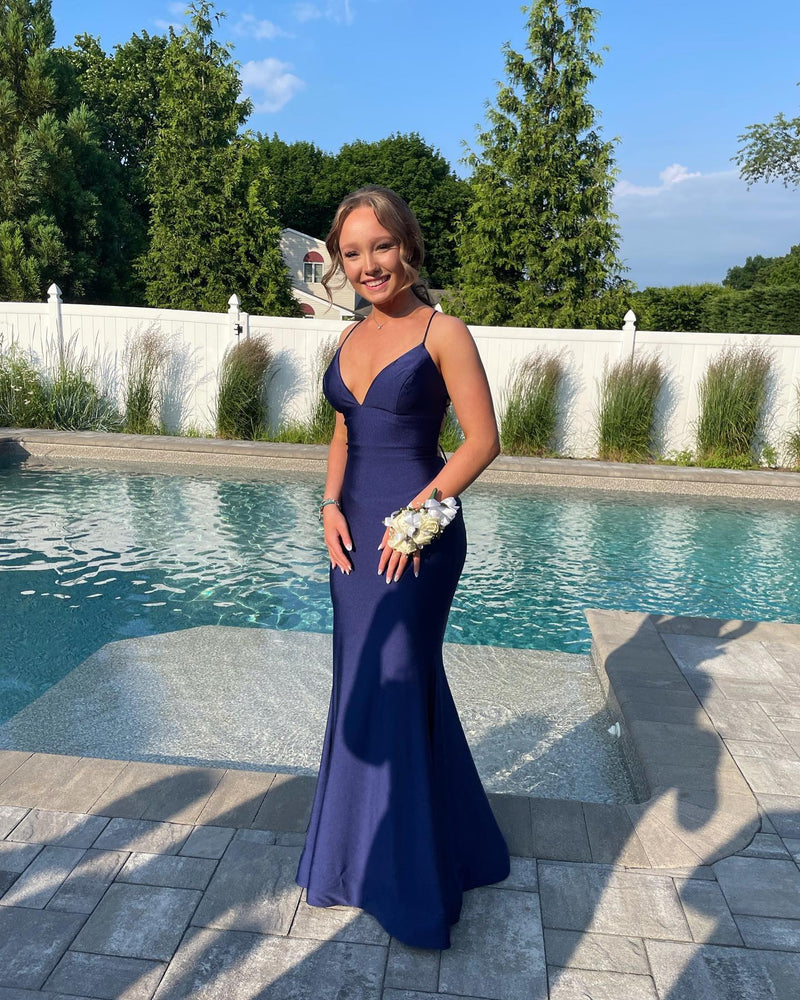 Simply Mermaid Black Straps Long Formal Dress