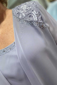 Two-Piece Lavender Ruffled Mother of the Bride Dress with Cardigan