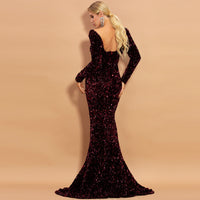 Glitters White Long Sleeves Mermaid Long Party Dress