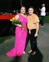 One Shoulder Green Sequins Mermaid Long Prom Dress