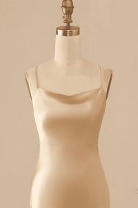 Champagne Cowl Neck Mermaid-Style Bridesmaid Dress