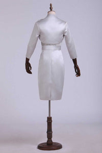 Two Piece Grey High Collar Short Mother of the Bride Dress