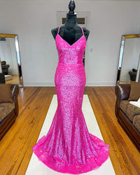 Sparkle Orange Sequin Mermaid Long Formal Dress