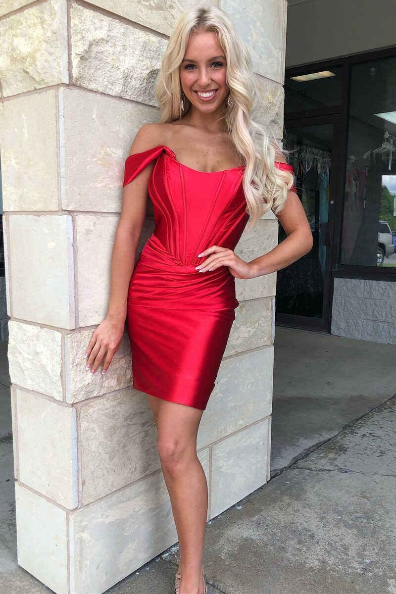 Magenta Strapless Ruched Mini Cocktail Dress