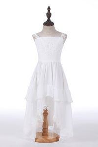 Cute White High Low Beach Flower Girl Dress