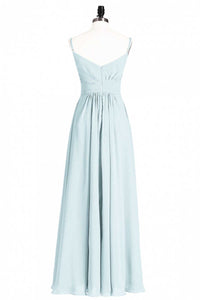 Mint Green Chiffon Twist Front A-Line Long Bridesmaid Dress